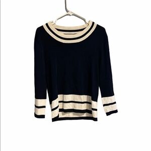 Perri Cutten White And Navy Long Sleeve T-Shirt